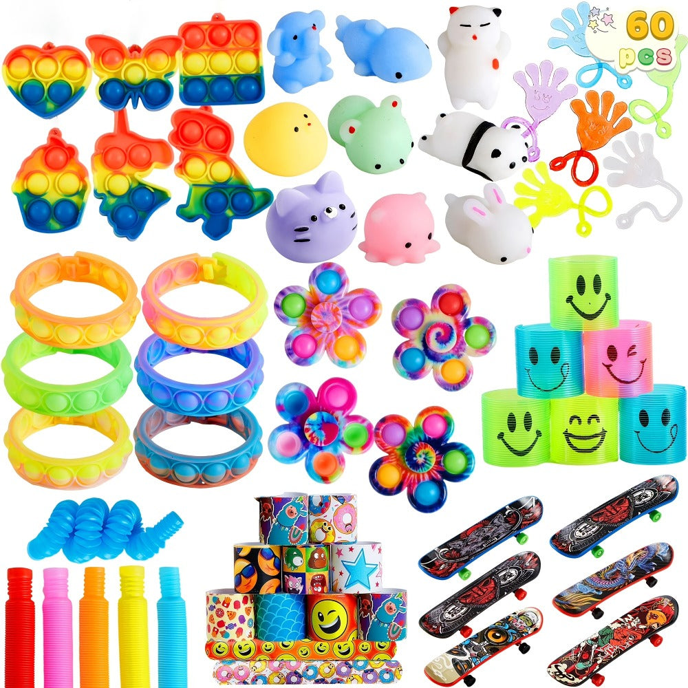 Party Favors Toys 60 Pack, 9 Styles Bulk Fidget Toy Set for Kids, Goodie Bag Fillers, Birthday Party Prizes — image 1