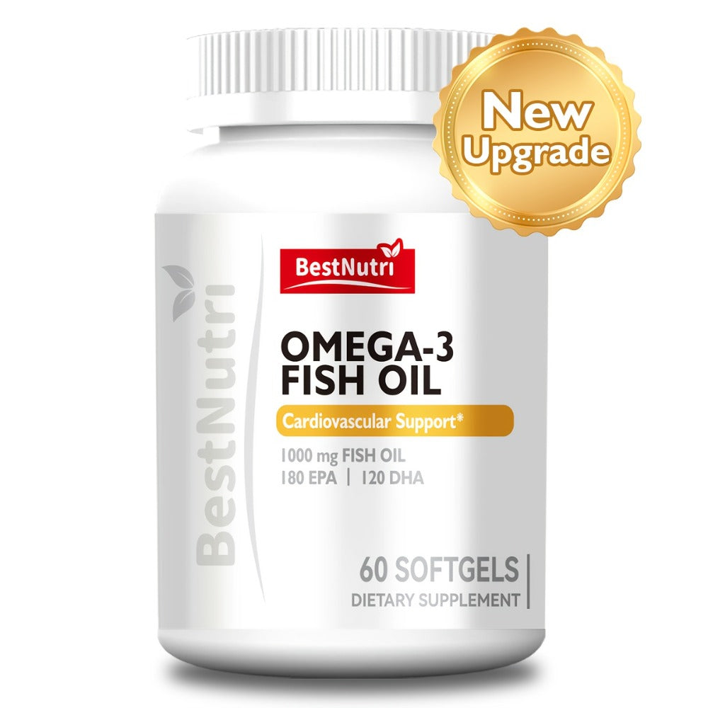 Omega-3 Fish Oil 2000mg Softgels with EPA & DHA, Cold-Extracted CGMP, Brain Vitality Heart Health Anti-Inflammatory Support —