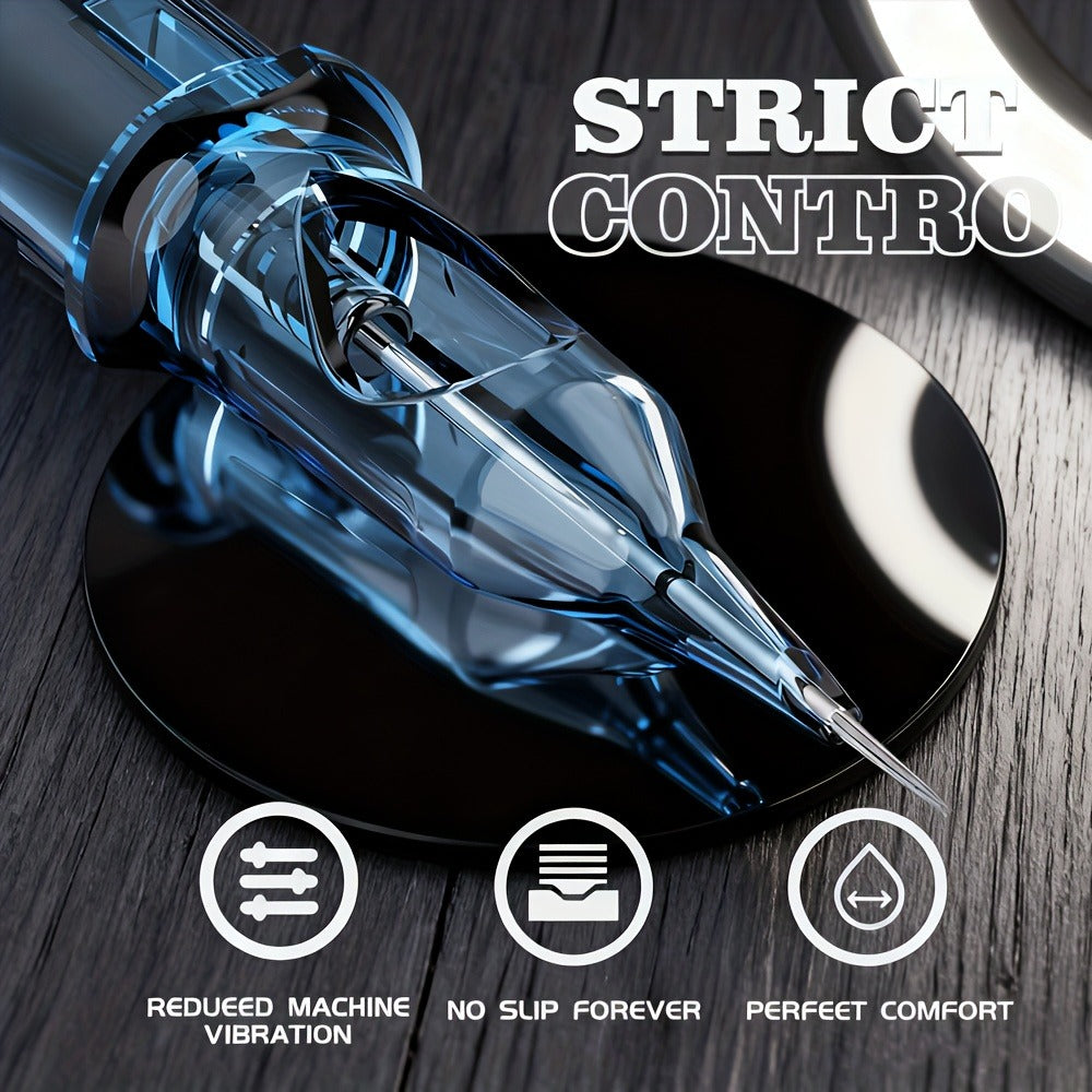 50PCS Round Shader Tattoo Cartridge Needles RS Mixed Size EO Sterilized Disposable for Temporary Body Art, Festivals and Cost