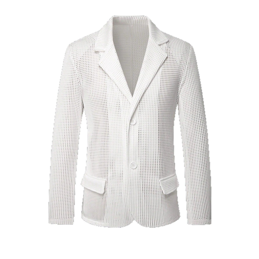 Mens Solid Color Loose Fit White Suit Casual Jacket