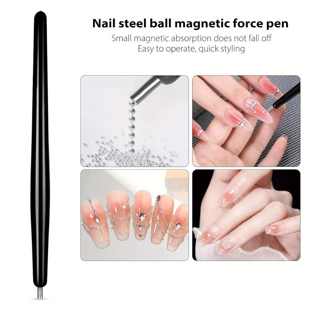 Cat Eye Nail Magnet Set 11pcs – 3-in-1 Magnet Stick with Heart & Bunny Designs, Strong Magnetic Tool for Cat Eye Gel Polish N