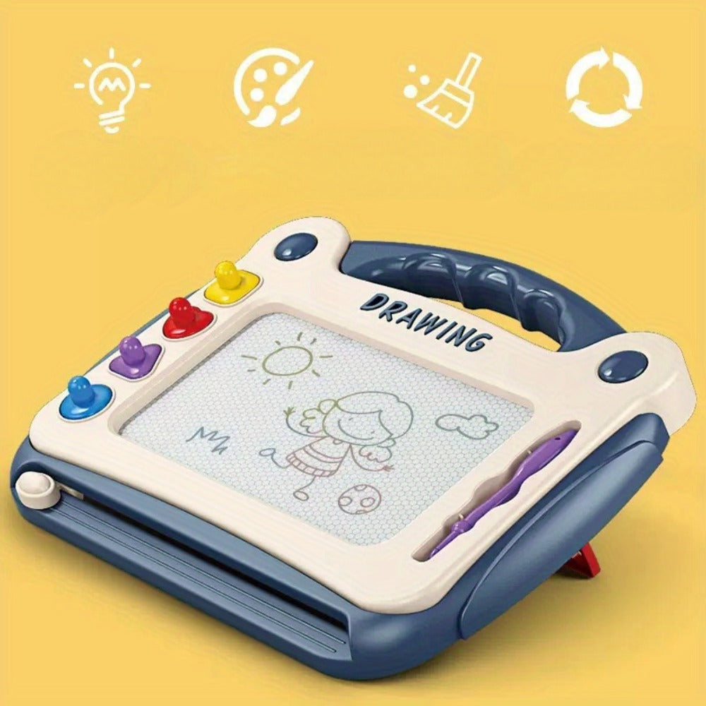 Kids Magnetic Drawing Board 3-in-1 Doodle Kit – Reusable Erasable Toddler Art Toy with Stamps, Pen & Stand | STEM Learning Gi