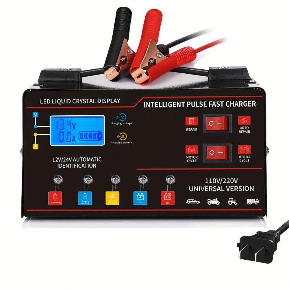 AF01 12 V and 24 V Battery Charger with LCD Display, Alligator Clamps, Carry Handle and Cooling Fan — image 11