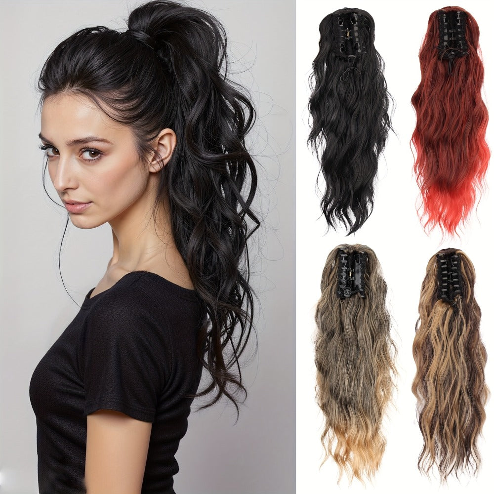 Hair Extensions Water-Wave 16-Inch Synthetic Ponytail with Claw Clip and Eight Color Options for Quick Attachment — image 2