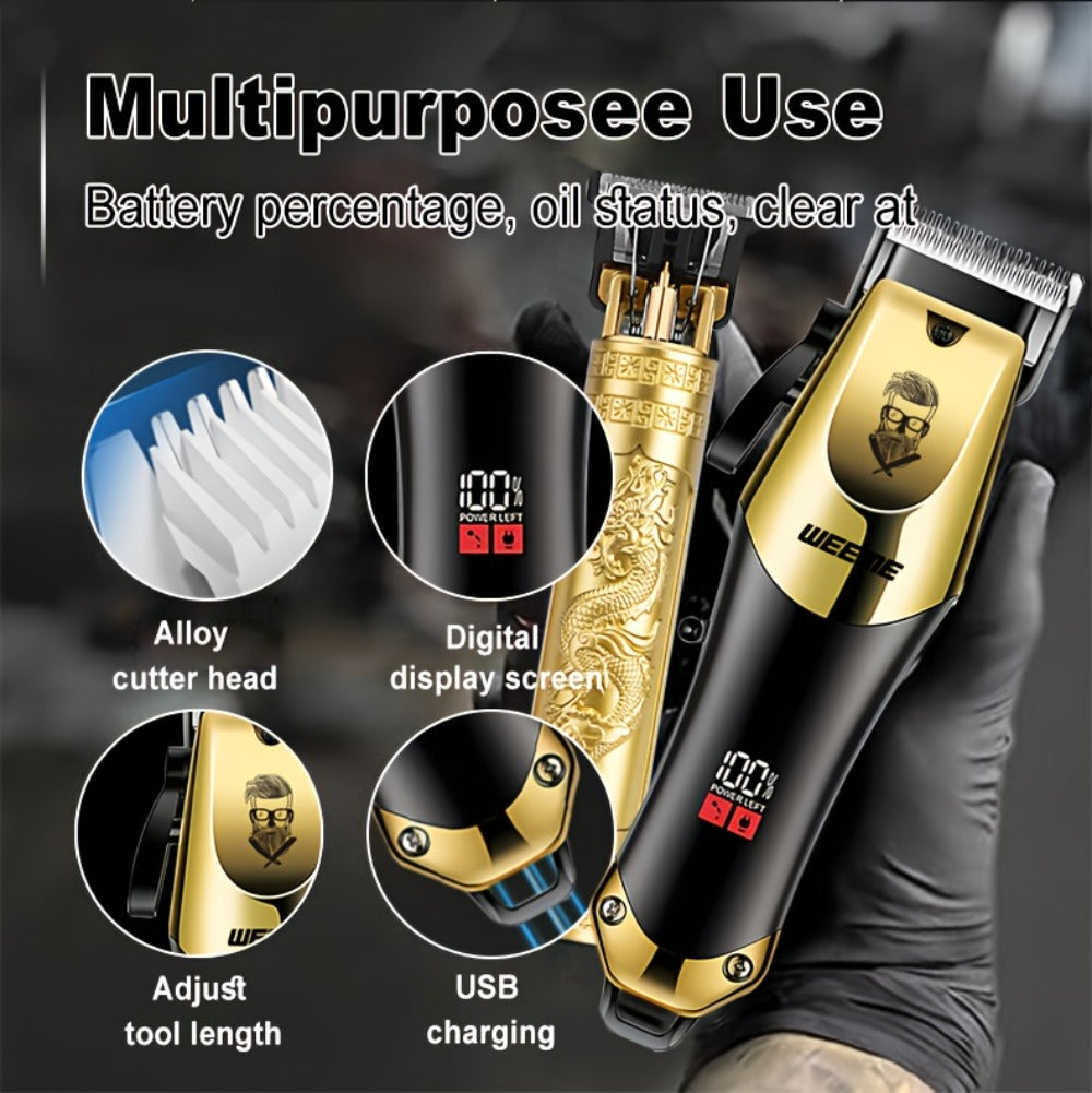 3-in-1 Hair Clipper Grooming Kit for Men – WEEME USB Rechargeable Cordless Beard Trimmer & Body Shaver Set, Home Barber Hair 