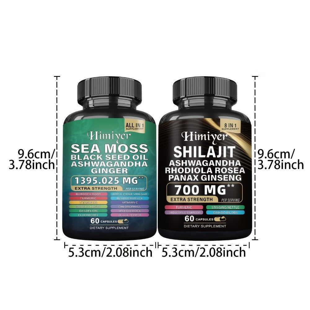 Dietary Supplement Six-Bottle Bundle with Himiyer Label, Sea Moss and Shilajit 60-Capsule Formulas — image 4