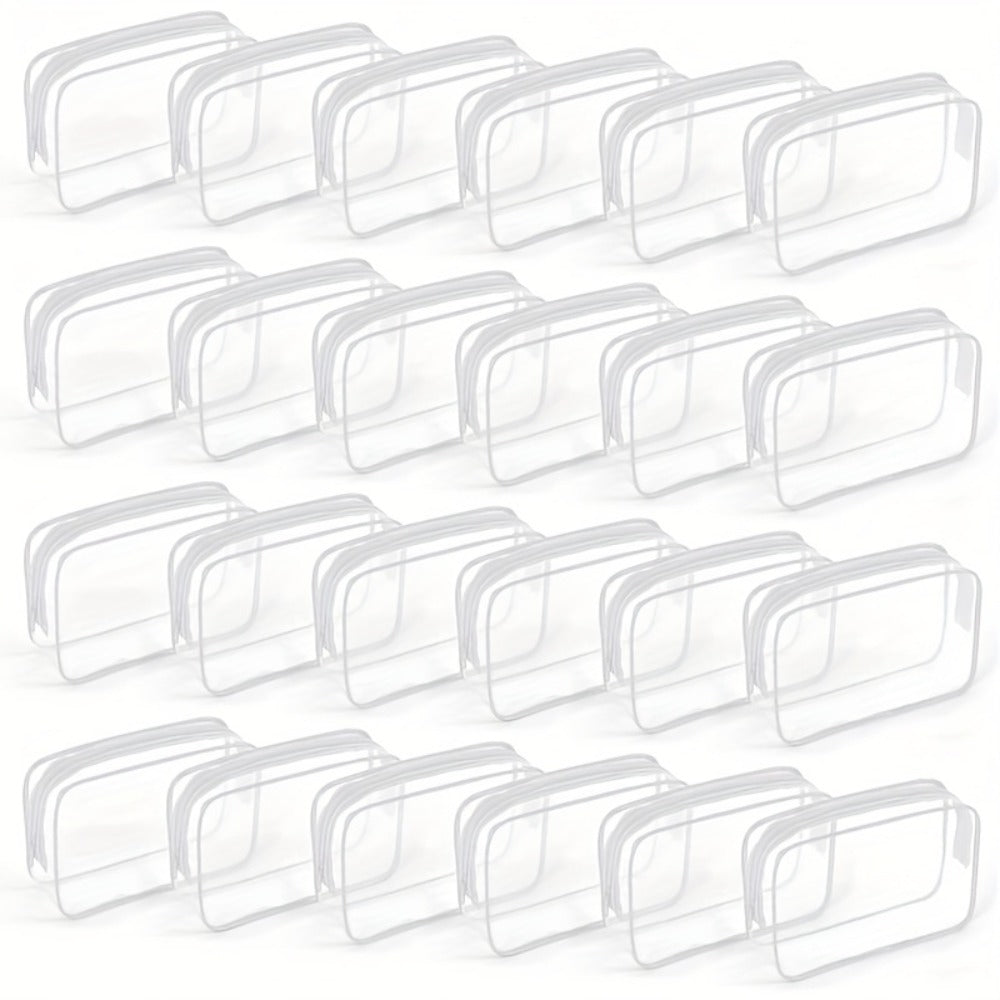 TSA Approved Clear Toiletry Bags Set of 24 Transparent Travel Makeup Organizer Pouches Medium Size Airport Security Quart Bag