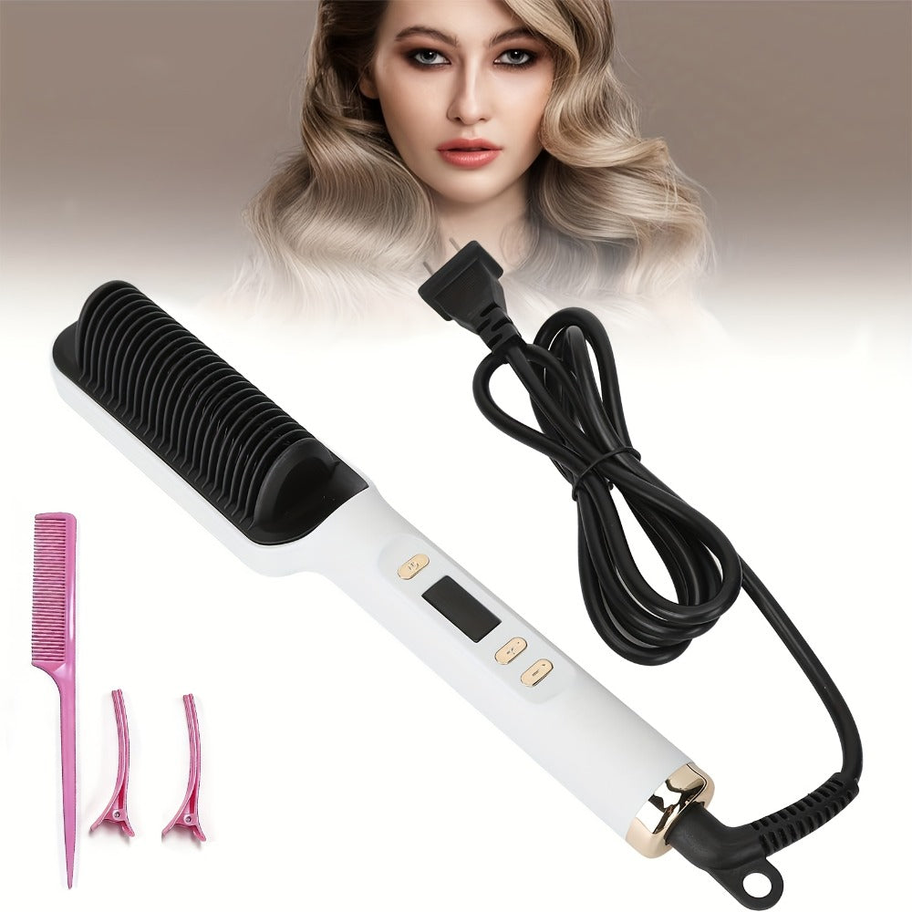 Four-Color Electric Hair Straightener Brush with Digital Display, Temperature Buttons and 10.6-Inch Body — image 8