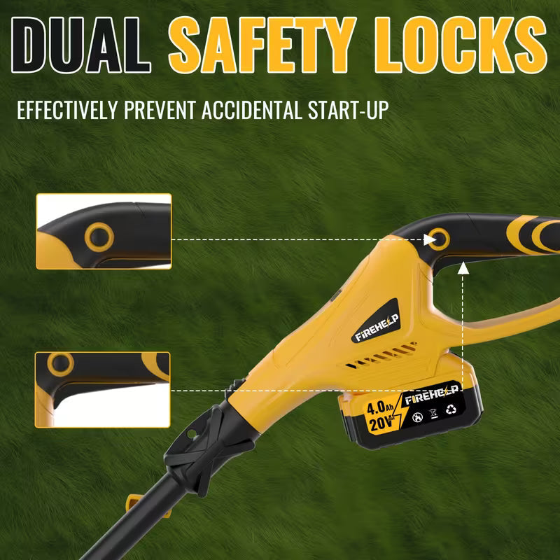 12-Inch Cordless Lawnmower and Electric Trimmer Combo with 2 Batteries