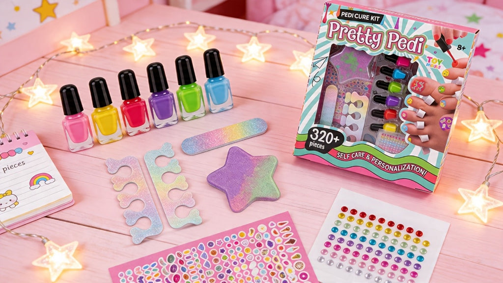 Pedicure Play Set for Girls 8+, 320+ Pieces Pretend Spa Kit with Colorful Nail Polishes & Stickers — image 6