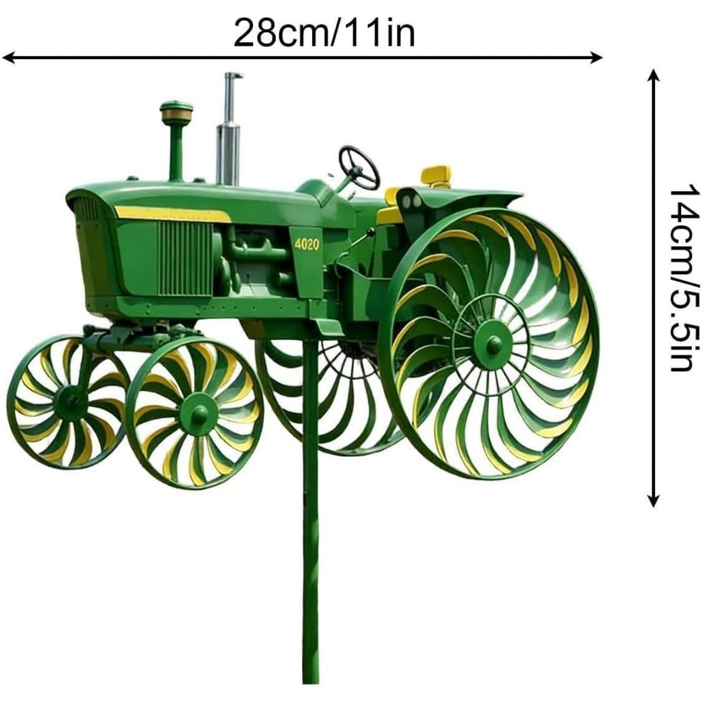 Garden Windmill Stake Tractor-Shaped | Rotating Wheels Pinwheel for Patio Yard Lawn Outdoor Sculpture Decor Gift — image 4