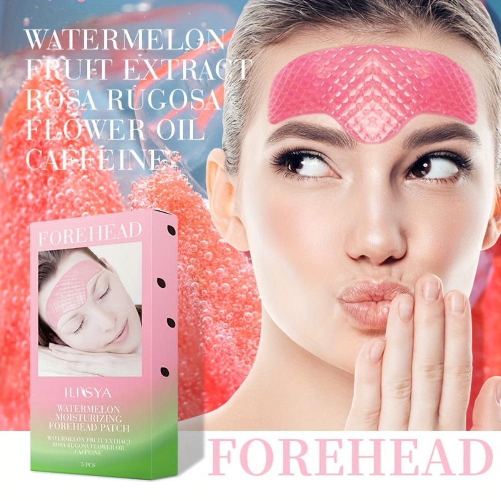 Watermelon Forehead Patches 15pcs Caffeine Collagen Niacinamide Ultra Hydrating Moisturizing Brightening De-Puffing Daily Fac