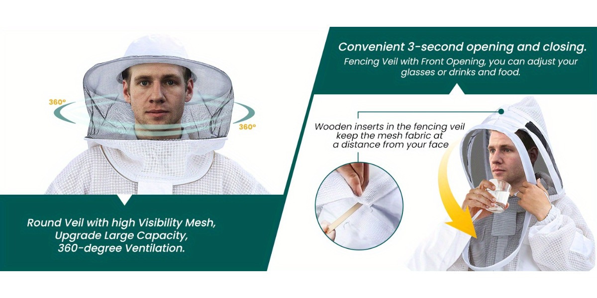 Beekeeping Suit Triple Layer Sting-Resistant Gloves 2 Veils S-3XL for Garden, Patio and Yard Use — image 15