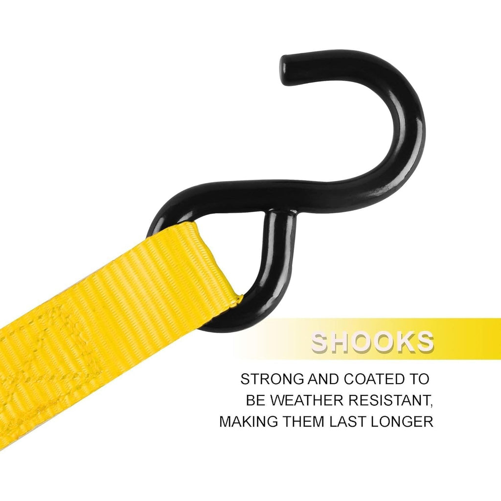 Ratchet Tie Down Straps 4-Pack 15FT 1, 500 lb Break Strength Heavy Duty with Soft Loops & Storage Bag – High-Visibility Webbi