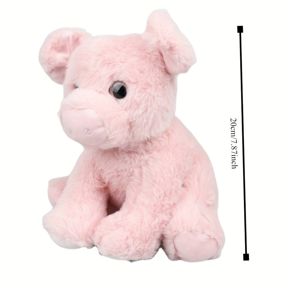 Stuffed Animal Pink Pig with Big Eyes, Curled Tail and Pillow-Style Body for Nursery or Sofa Decor — image 3