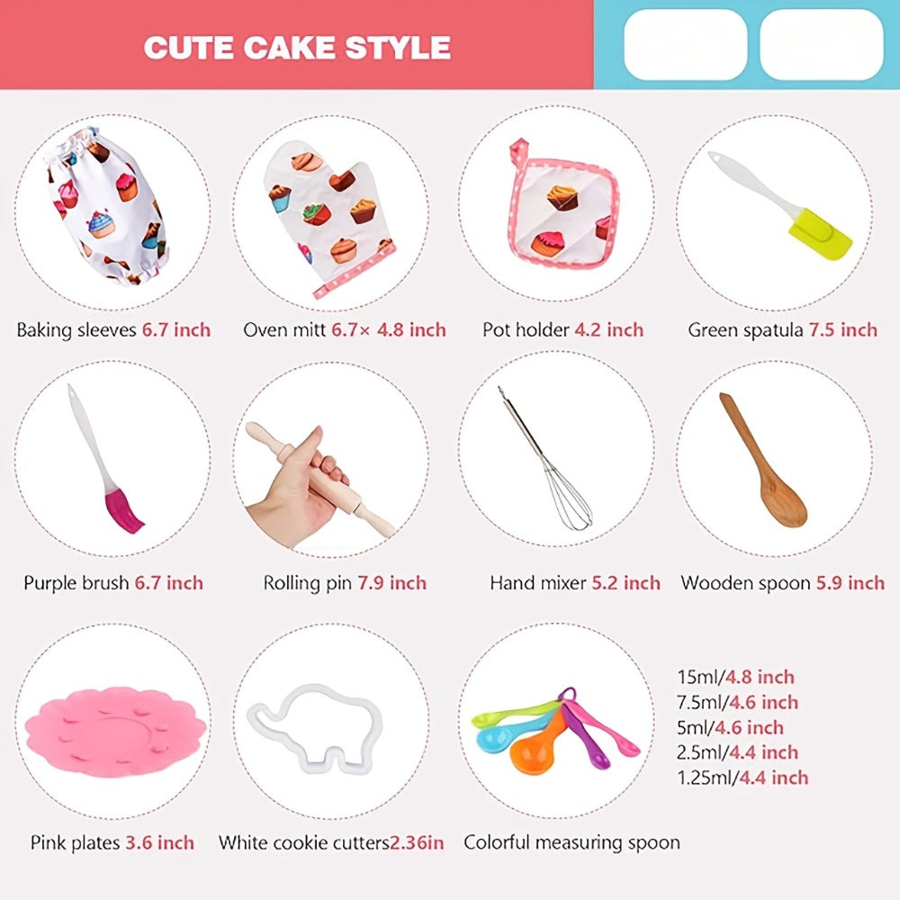 Kids Cooking & Baking Set 24 PCS, Chef Hat & Apron Dress-Up Costume with Baking Accessories for Girls Boys Ages 3-10 — image 