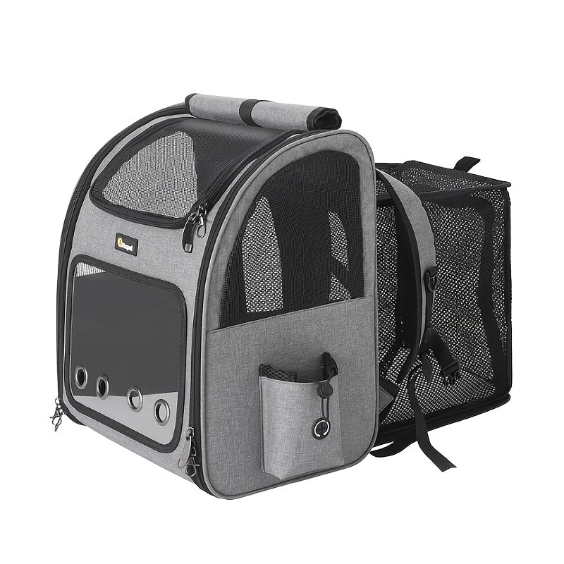 Expandable Pet Carrier Backpack with Mesh Panels, Foldable Frame and Dark Gray or Light Gray Options — image 6