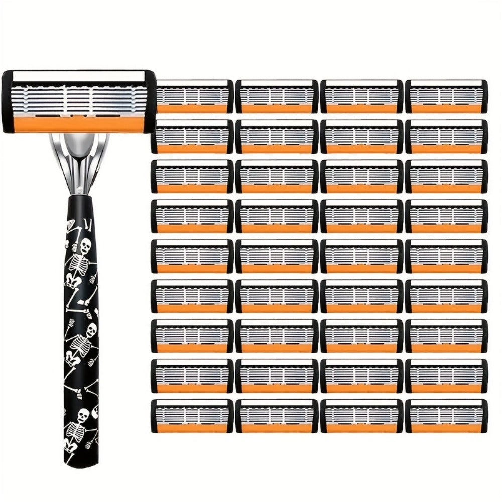 Safety Razor for Men 7-Layer Progressive Blades – Non-Slip Stainless Steel Handle Classic Double Edge Razor for Beard & Musta