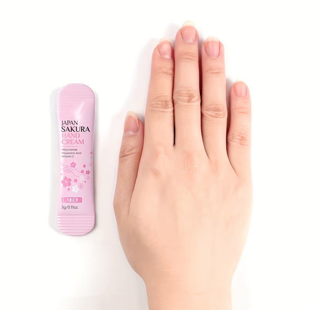 Twenty-Piece Pink Sakura-Print Mini Hand Cream Set with Individual 3-Gram Travel Sachet Tubes — image 7