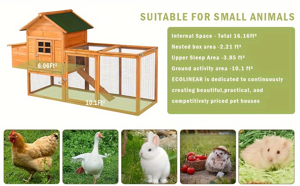 Chicken Coop with Run Large Outdoor Wooden Hen House 82 Inch Walk-in Poultry Cage for 2-4 Chickens Ducks for Garden, Patio an