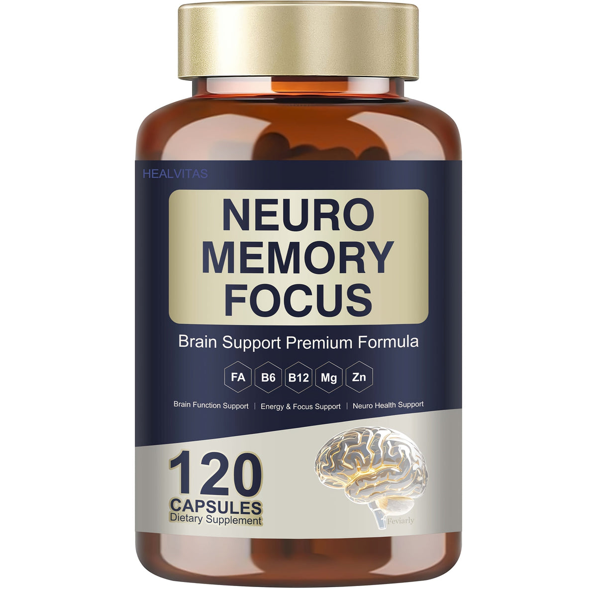 Memory Focus Brain Supplement 120 Capsules, Advanced Nootropic Formula with Ginkgo Biloba, Bacopa Monnieri — image 10