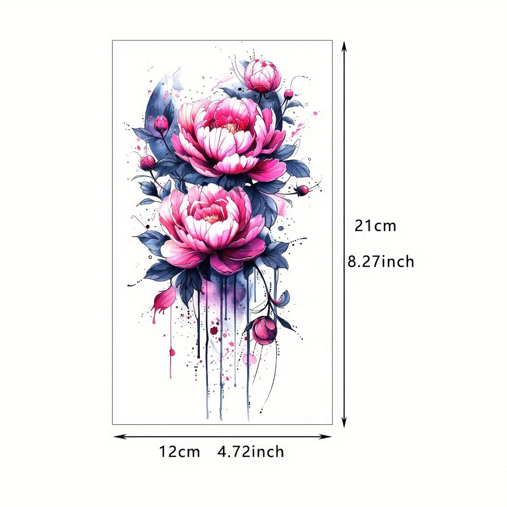 24-Sheet Watercolor Temporary Tattoo Set with Floral, Animal and Abstract Designs in 21 x 12 cm Format — image 3