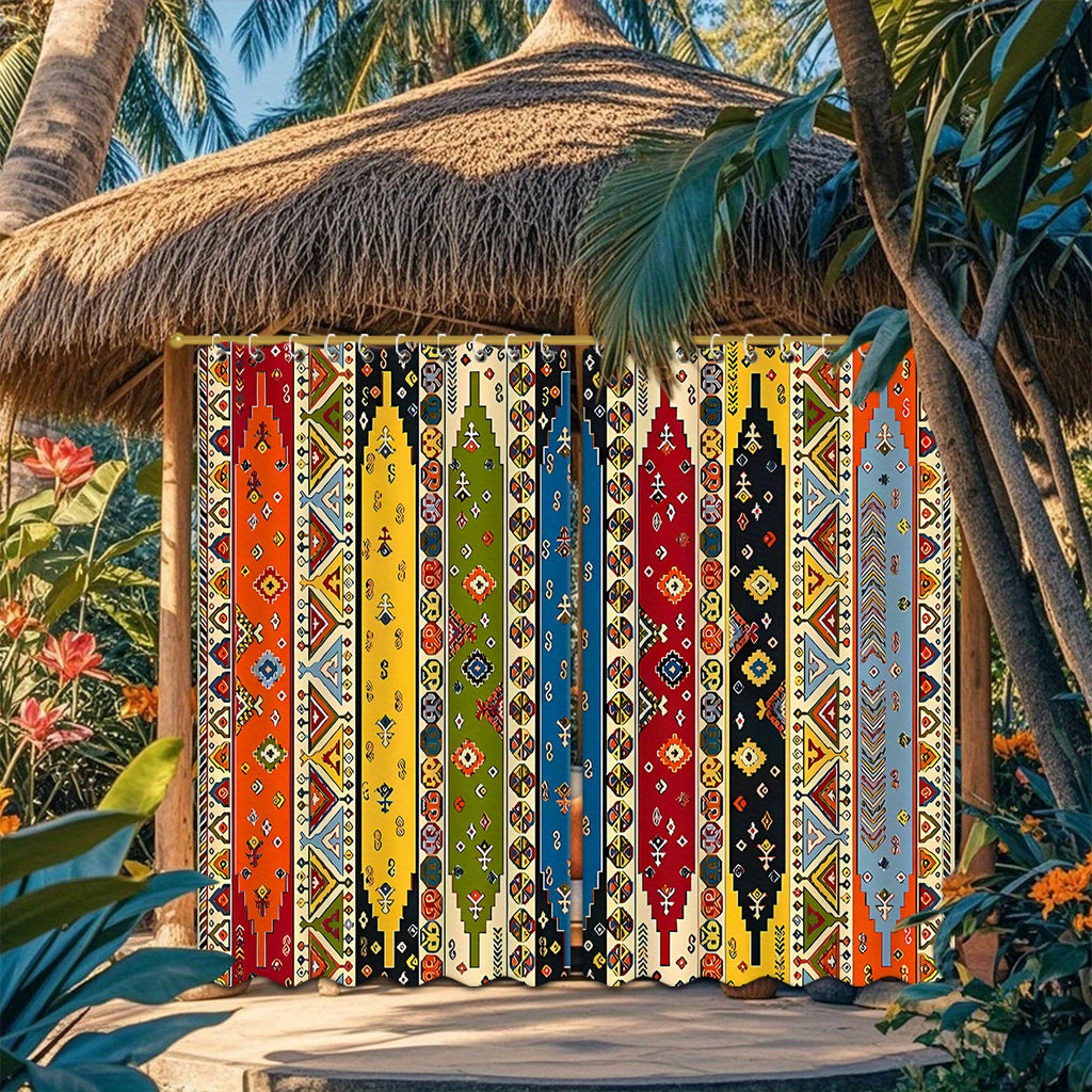 Boho Pattern Outdoor Curtain Pair in 180 cm Width with 180, 213 or 243 cm Length Options for Patio Use — image 2