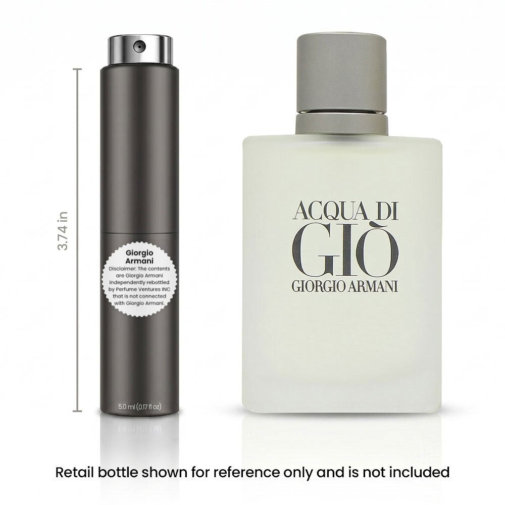 Acqua Di Gio EDT Travel Spray for Men 5ml Portable Atomizer Aquatic Fresh Cologne Bergamot for Bath Time, Home Spa and Person