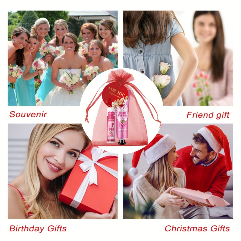 Wedding Party Favor Beauty Gift Set 96pcs, Bulk Women's Gift Box with Hand Cream, Lipstick, Red Bag & Card — image 9
