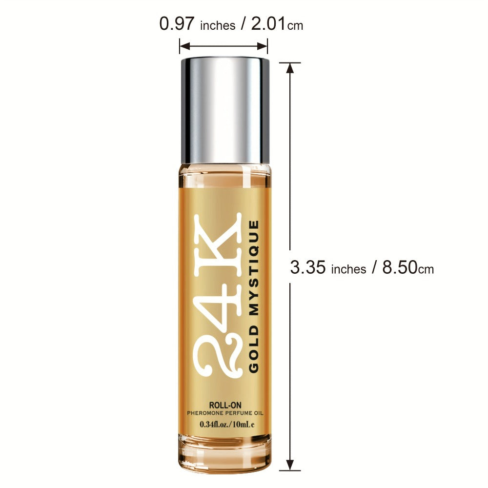 Men's Cologne 24K Infused Roll-On Perfume Oil, 0.34 Fl Oz Gold-Tone Travel Bottle with Fruit & Fresh Selection — image 5
