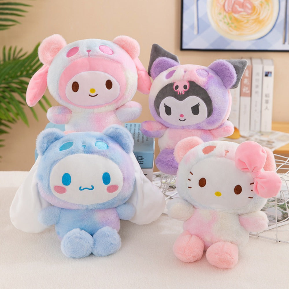 Sanrio Tie Dye Plush Set of 5, Kawaii Hello Kitty Kuromi My Melody Cinnamoroll Gudetama Stuffed Animals — image 2