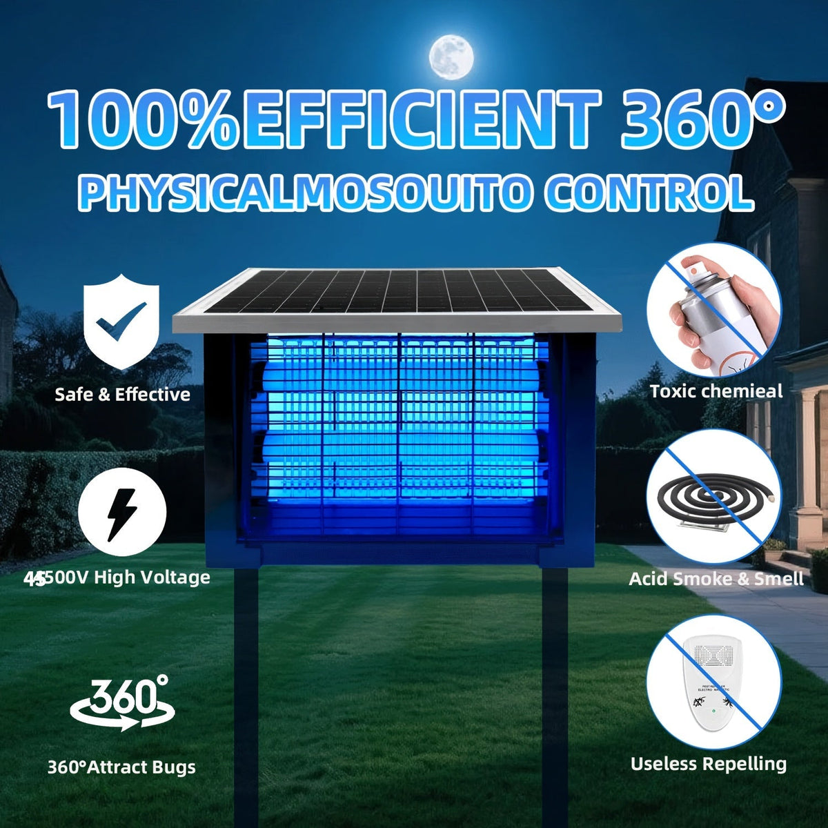 Solar Bug Zapper Outdoor Rechargeable | Patio Garden Backyard Camping — image 10