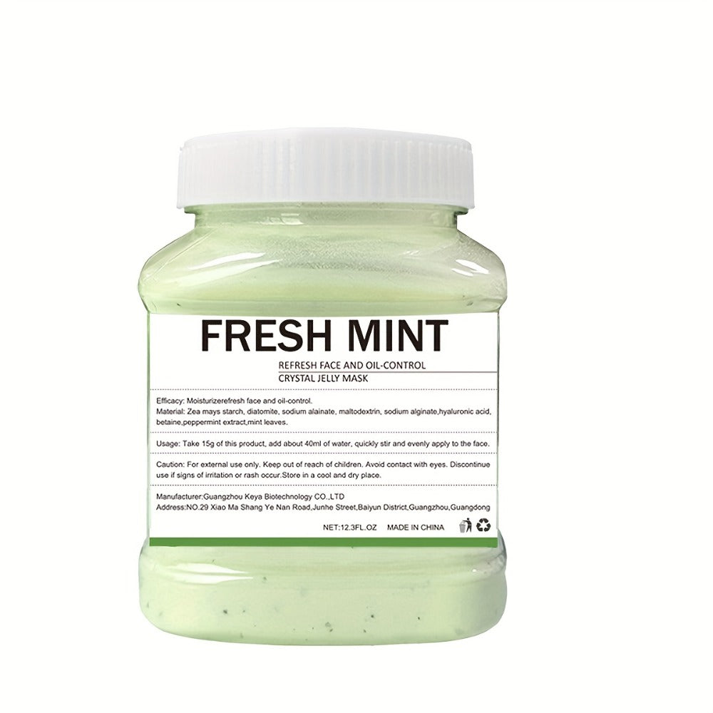 Face Mask, Fresh Mint Crystal Jelly Powder 12.3 fl oz Jar with 15g-to-40ml Mixing Directions for Peel-Off Use — image 6