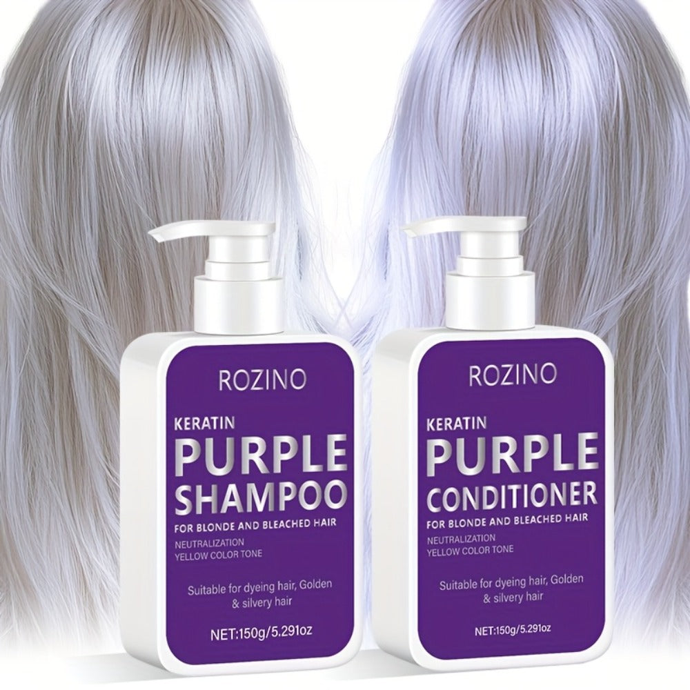 Purple Shampoo and Conditioner Set 2PCS for Blonde Silver Platinum Hair - Toning Brass & Yellow Neutralizer — image 1