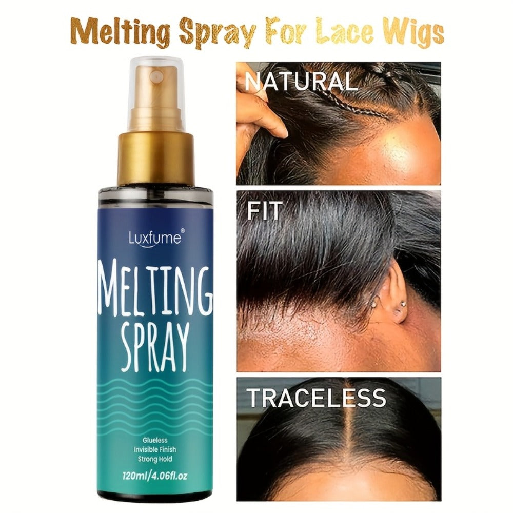 Lace Wig Melt Spray Strong Hold No Residue Quick Dry 4.06 Fl Oz Invisible Glueless Adhesive for Lace Front Closure Wigs Porta