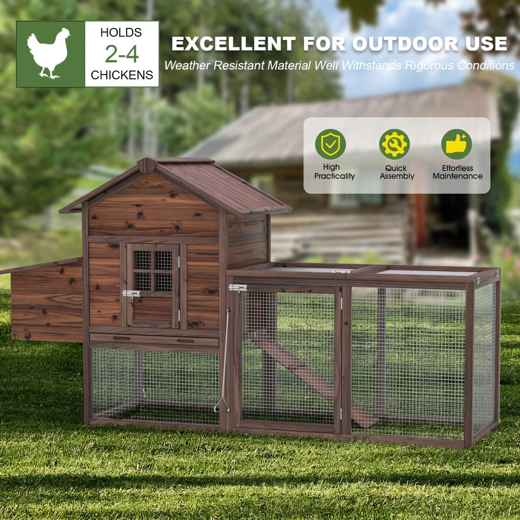 Chicken Coop, Wooden Outdoor Rabbit Duck Small Animal Poultry Cage for Garden, Patio and Yard Use — image 2