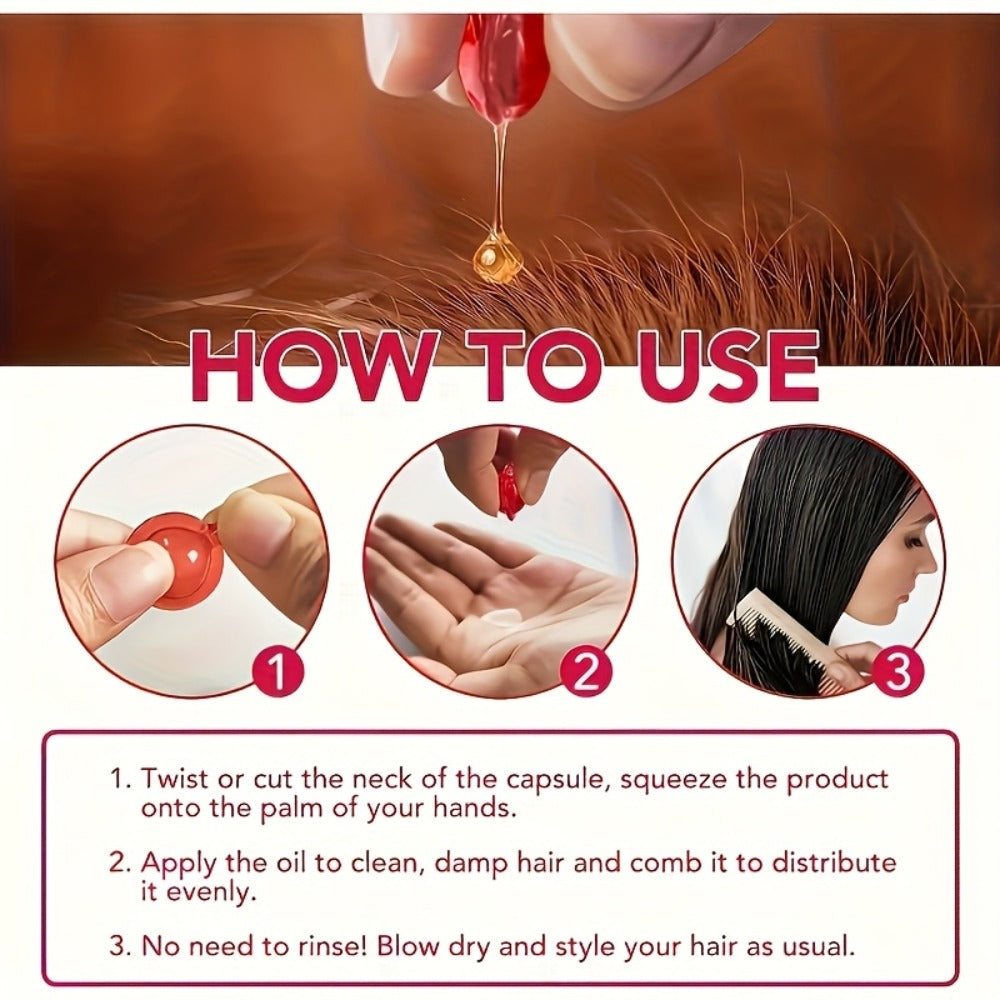 Argan Oil Hair Growth Vitamin Capsules with Keratin & Vitamins A C E B, Anti-Frizz Nourishing Hair Essence for Dry — image 7