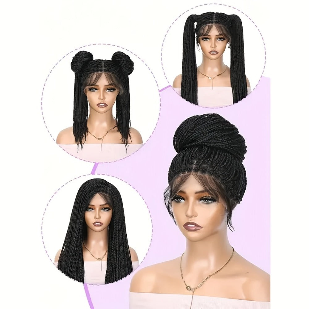 Thirty-Inch Box-Braid Wig with 360 Lace Cap and Four Black, Blonde, Burgundy or Auburn Options — image 7