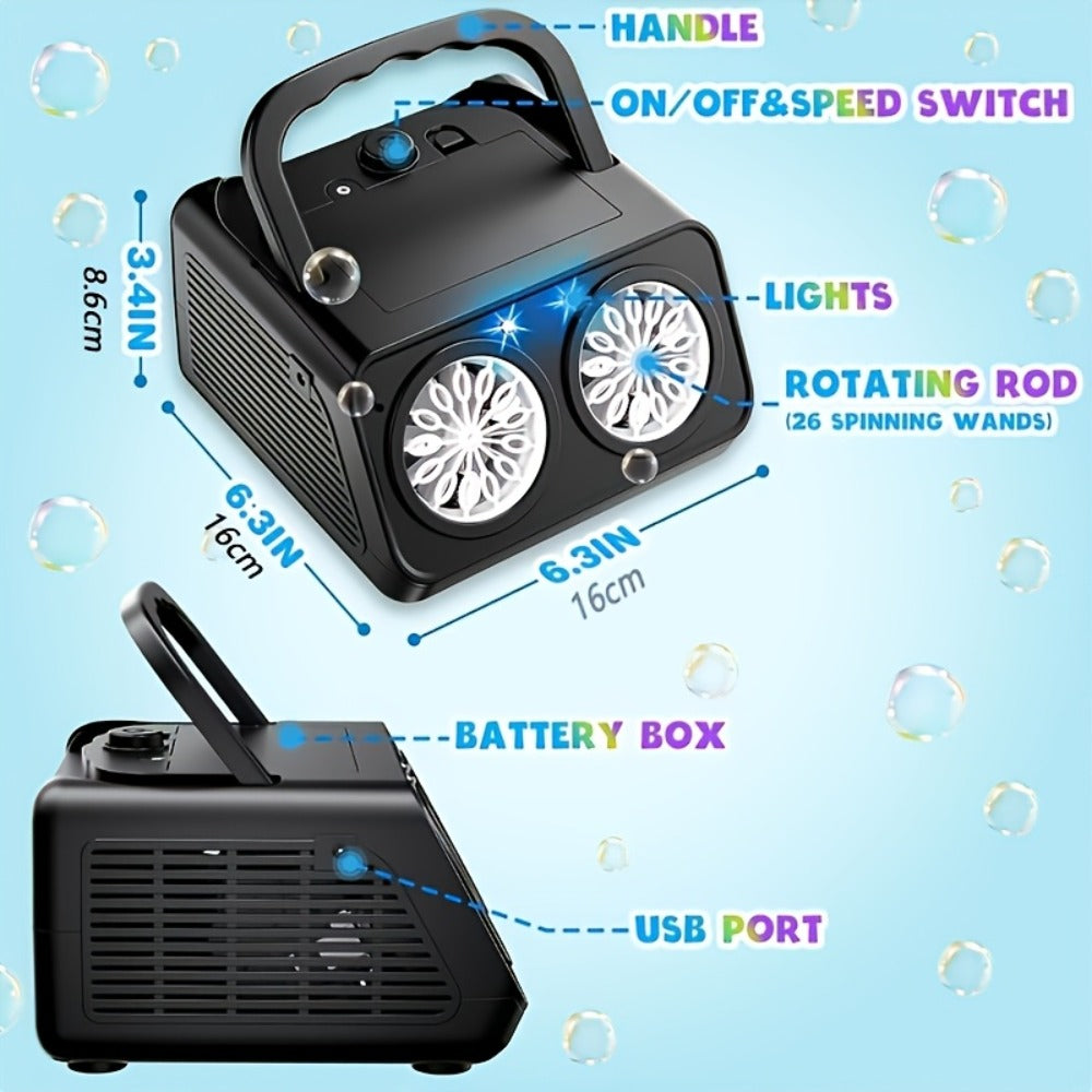 Automatic Bubble Machine with 2 Fans, 20000+ Bubbles Per Minute – Electric Bubble Blower for Kids, Battery Powered — image 3