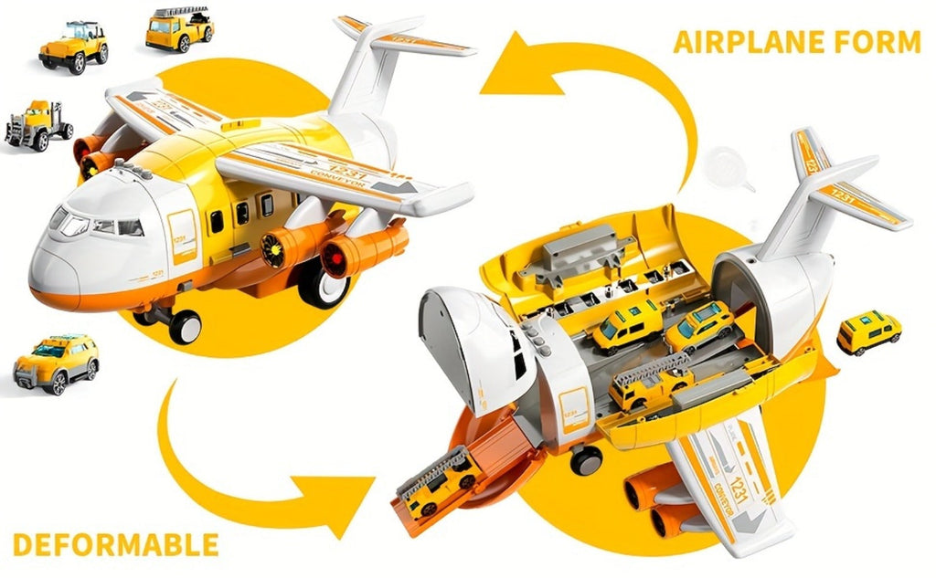 Jumbo Transport Airplane Toy for Kids with 10 Cars & Spray Mist, Cargo Plane Playset Toddler Boy Girl Birthday Gift Ages 3+ —