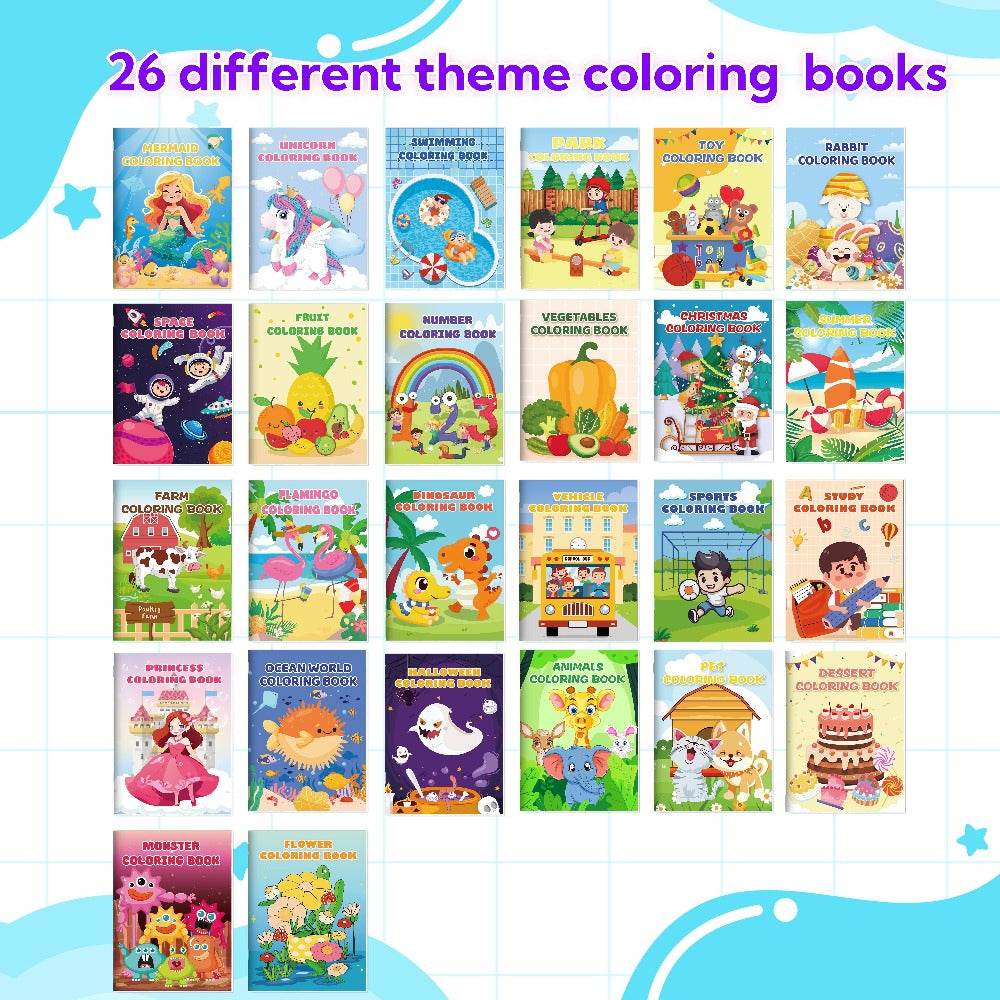 Bulk Coloring Books for Kids 26 Pack – Dinosaur Mermaid Animal Themes Party Favors Goodie Bag Stuffers for Birthday Classroom