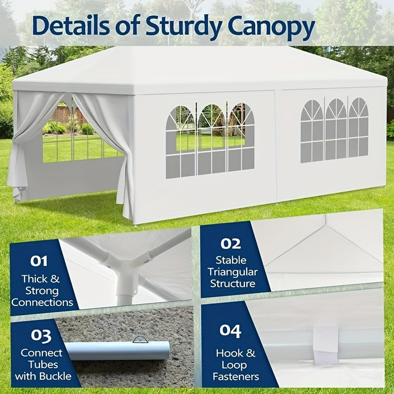 Party Tent 10x20 Outdoor Canopy Gazebo 6 Removable Sidewalls Wedding for Garden, Patio and Yard Use — image 9
