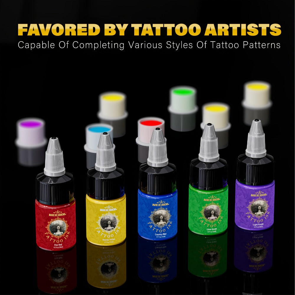 Tattoo Ink 14- or 21-Color Set with 0.5oz 15ml Bottles and Two Palette Choices for Color Selection — image 3