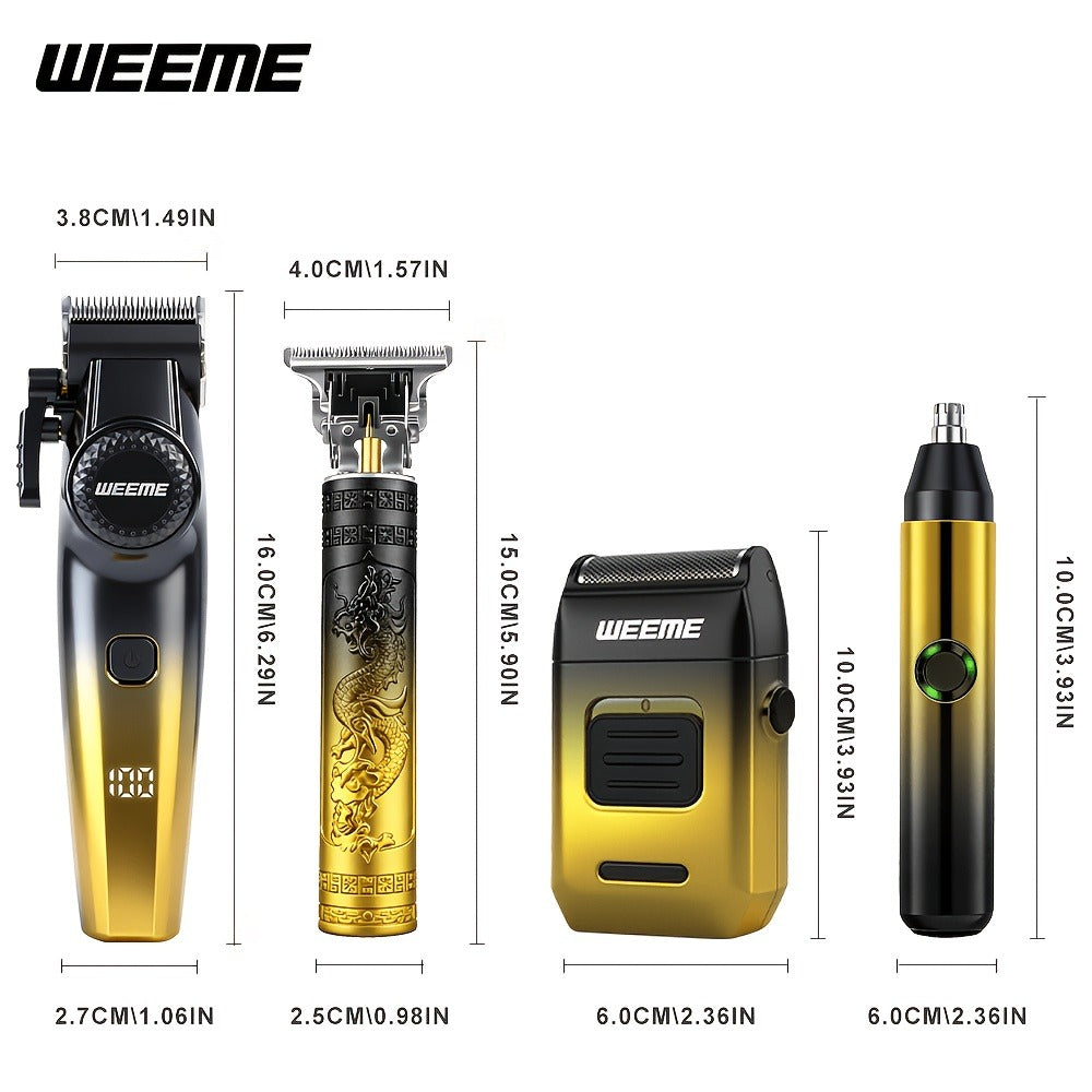 4-Piece Grooming Kit for Men USB Rechargeable Electric Shaver Beard Trimmer Nose Hair, for Everyday Face, Beard and Body Groo