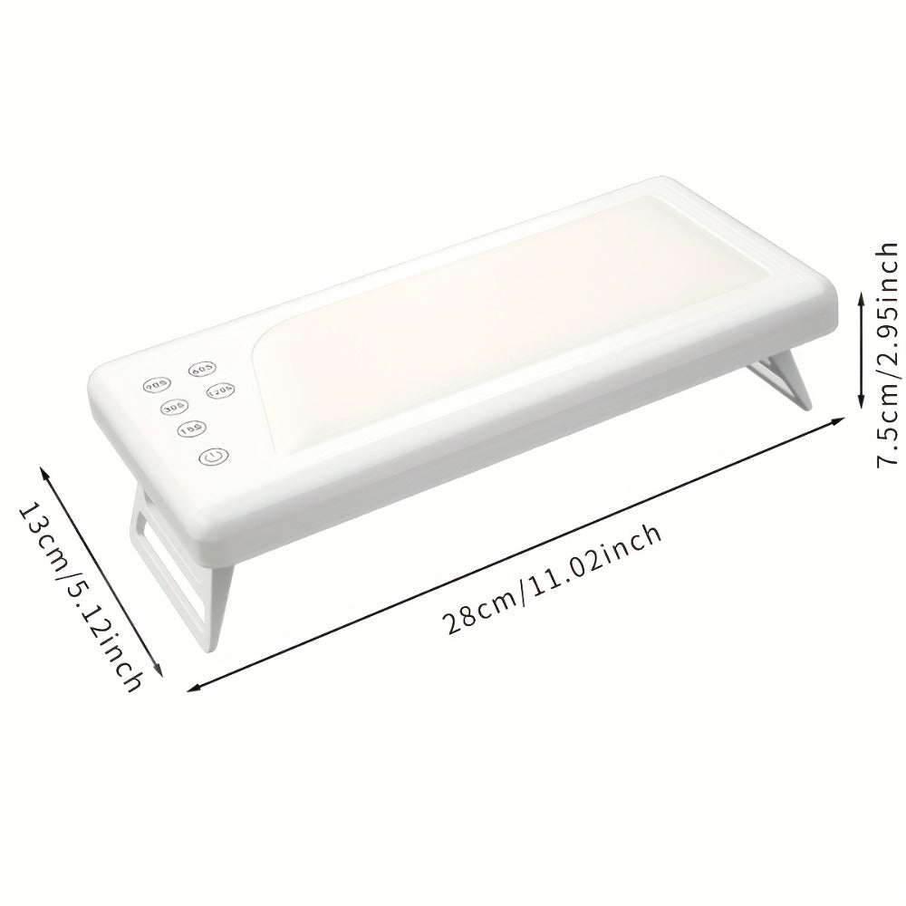 Wide Rectangular Hand-Pillow LED Nail Lamp with 28 x 13cm Base, Five Timer Settings and White Finish — image 6