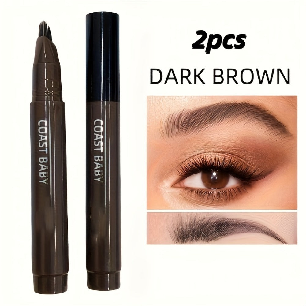 Two-Pack Multi-Fork Tip Eyebrow Pens with Capped Bodies, Approx. 11.3 cm Length and Four Color Label Options — image 5