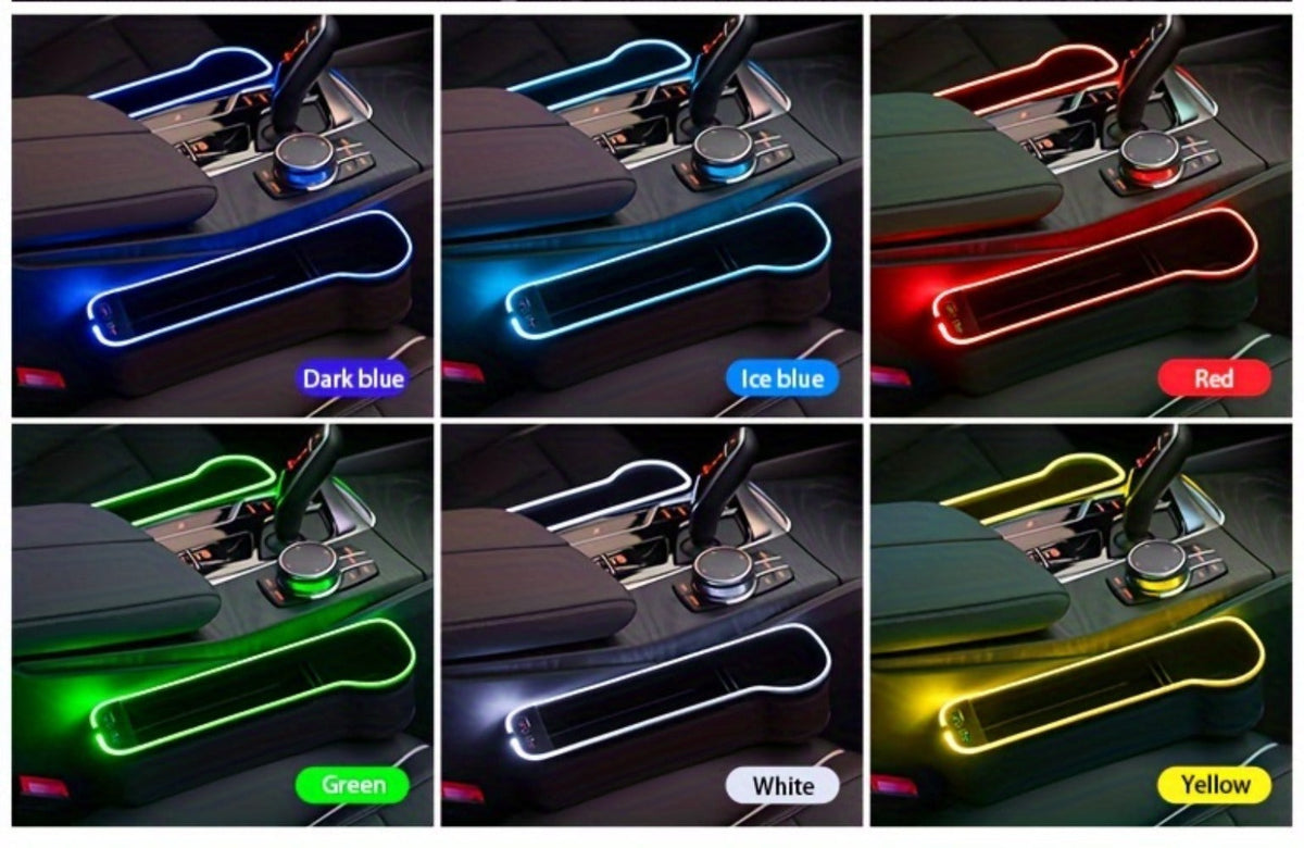 Black Lighted Seat-Gap Car Organizer with Phone Slot, USB Ports and Driver, Passenger or Pair Options — image 15