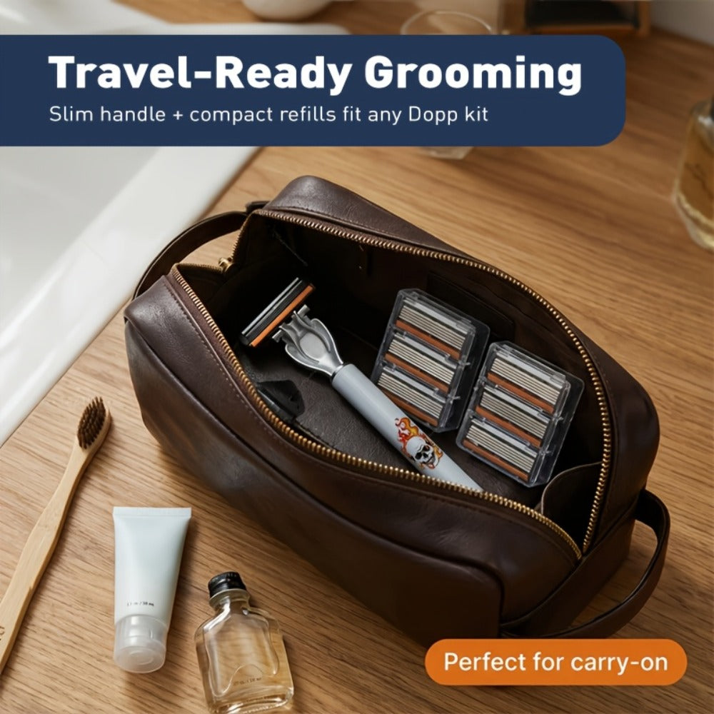 Men's Razor Set with Stainless Steel Replacement Blades – Reusable Handle & High-Capacity Blade Kit for Smooth Close Shave — 