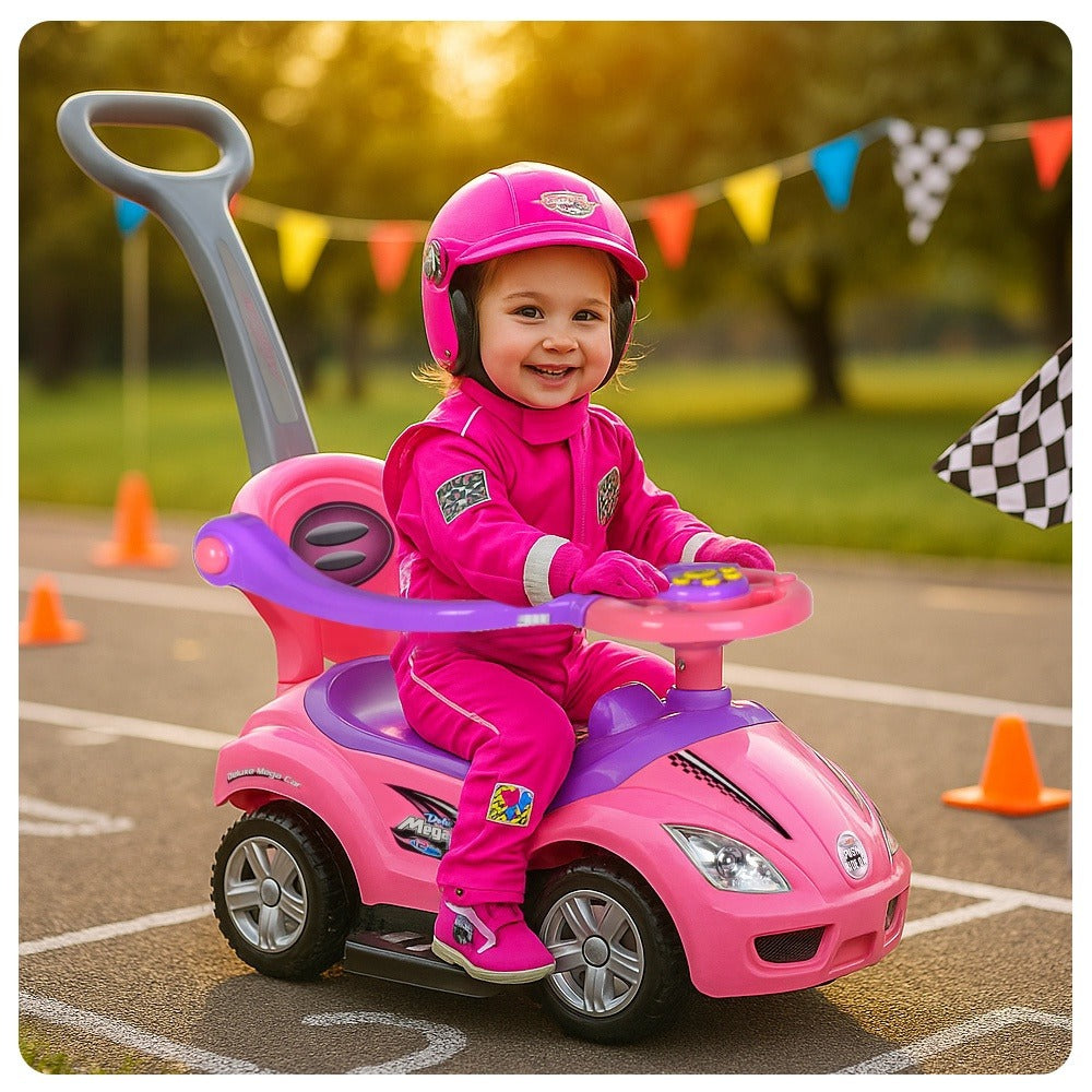 3-in-1 Toddler Push Ride & Walker Car, Baby Ride-On Toy with Guardrail, Music & Under-Seat Storage for Ages 18-36 Months — im