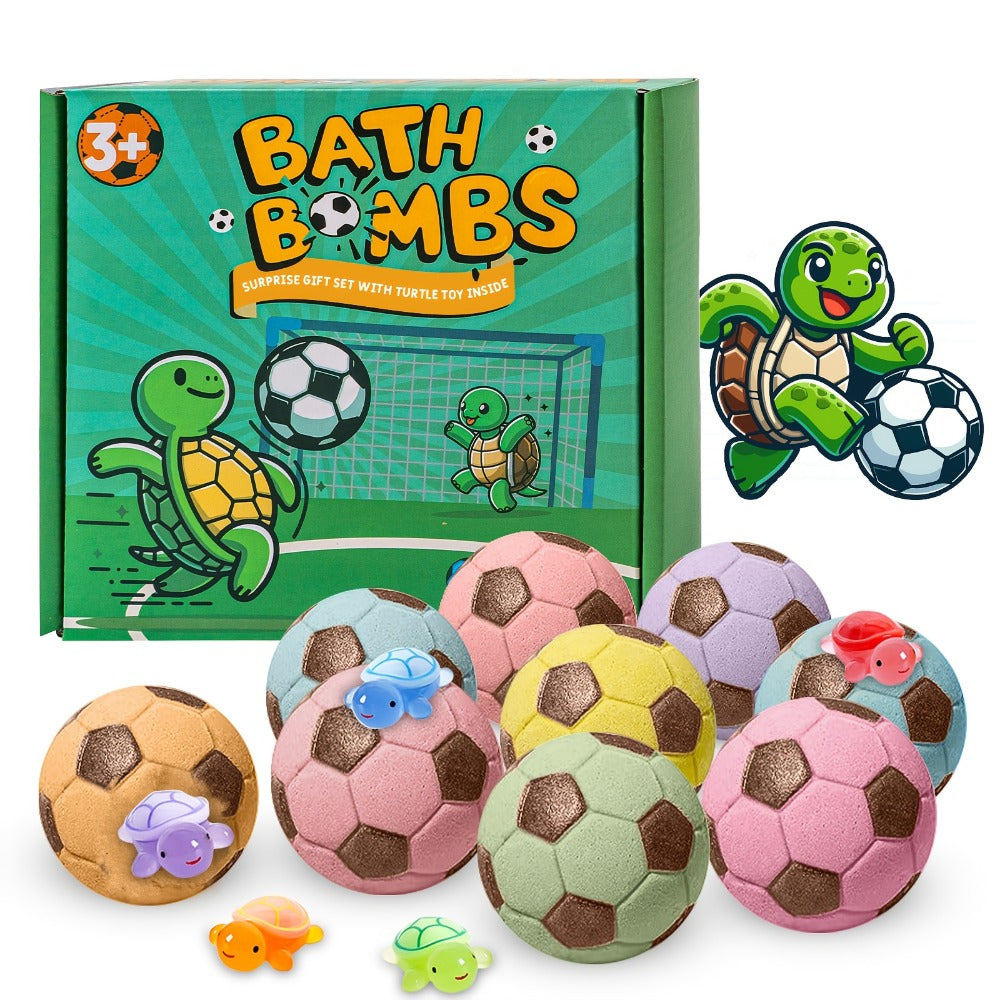 Soccer Ball Bath Bombs Gift Set 9 Pcs with Surprise Toys Inside – Lavender Scent Handmade Fizzy Bath Balls — image 1